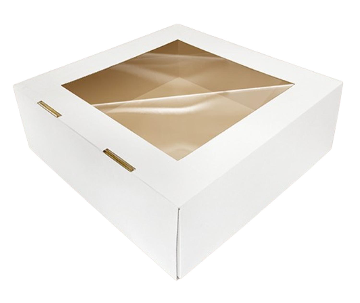 Genérico - Caja Torta Cuadrada Ventana Superior 34,5 X 15 Cm Blanco