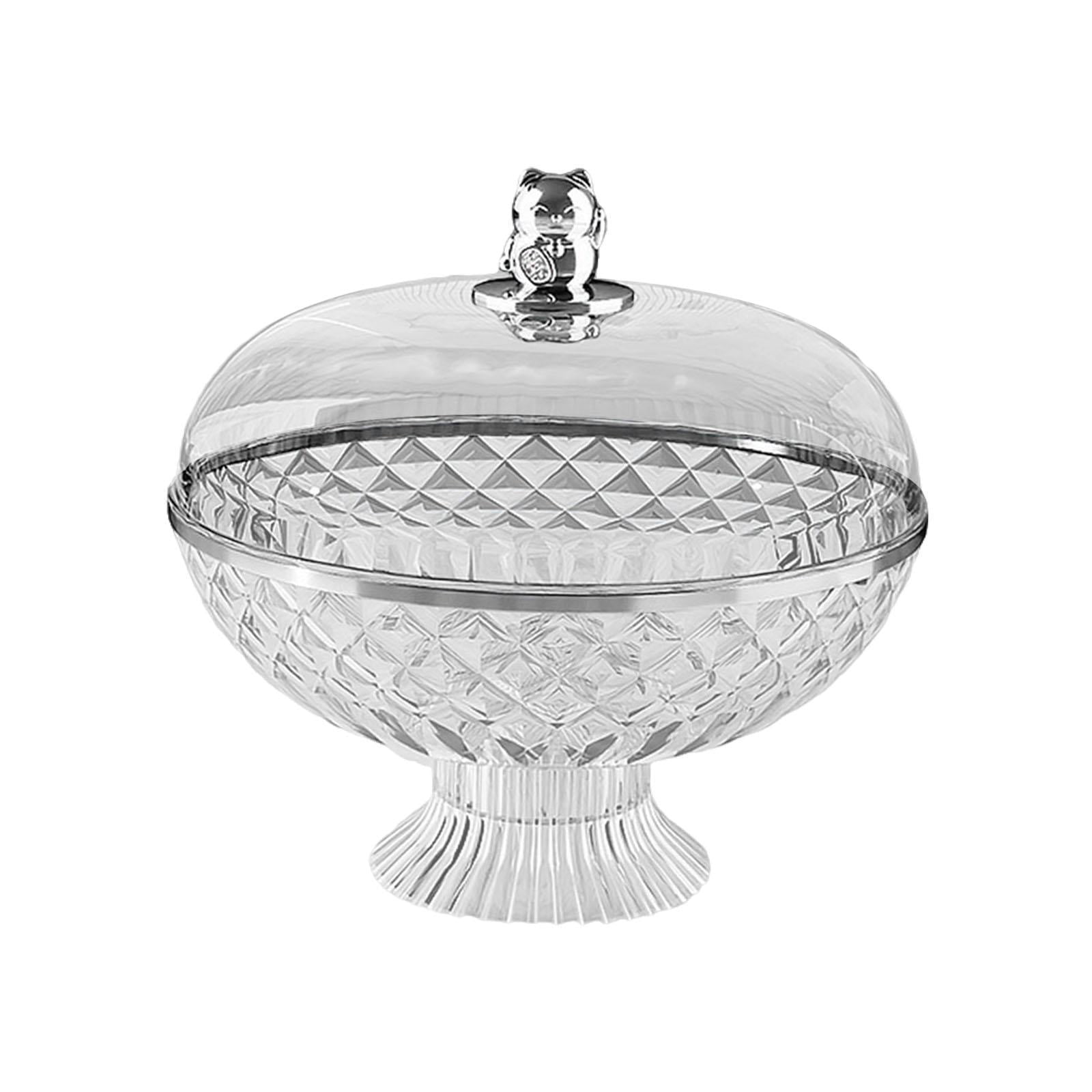 Magideal - Cesta De Frutas Con Base, Cuenco Con Tapa, Diseño De Drenaje, Compartimento De Almacenamiento Decorativo, Encimera De Cocina Multifuncional De 8 "x 10 Claro