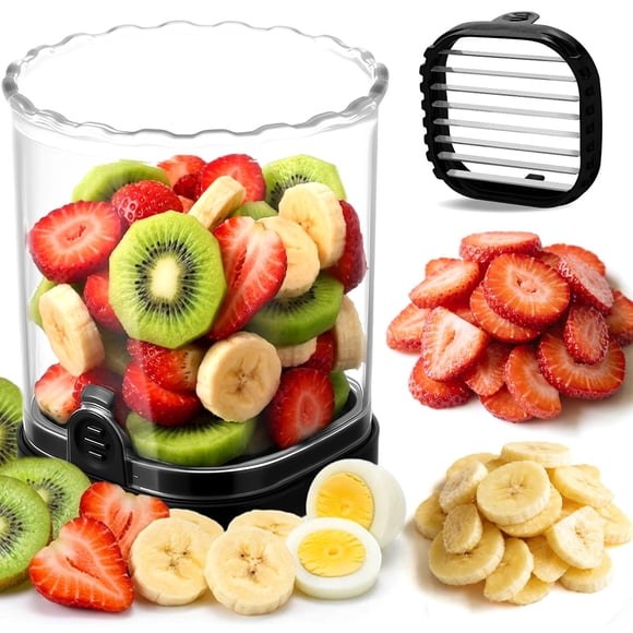 Cortadora de fresas Hendiy con cuchillas de acero inoxidable, color negro, paquete de 1