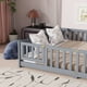 thumbnail image 3 of Queen Size Floor Bed with Fence,Door,Rubber Wood Floor Bed with Safety Guardrails,Grey, 3 of 3