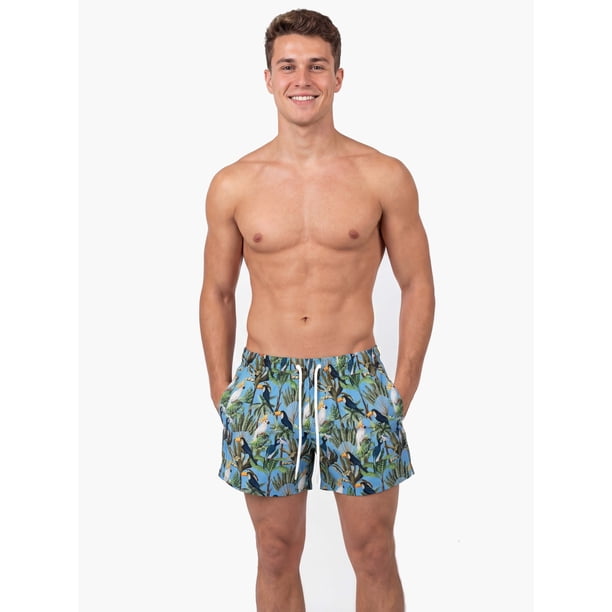 Traje de baño short corto hombre estampado celeste secado rapido Talla XXL