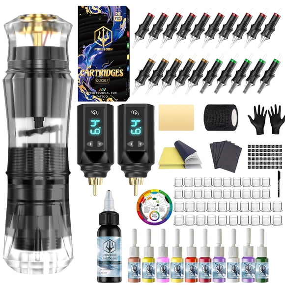 Kit de Pluma de Tatuaje POSEIDON Inalámbrico con 2 Baterías