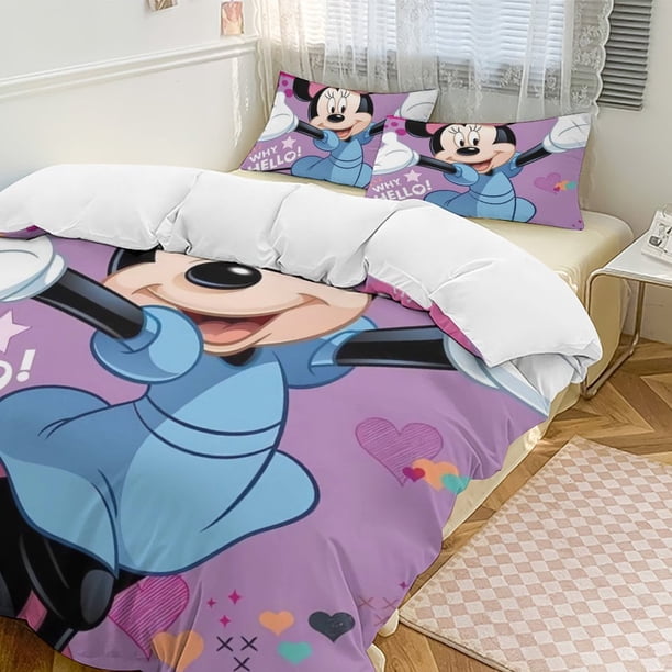 Minnie MouseCartoon Collection 3-Piece Comforter Set, Personalized Bedding Decor for Kids And Teens Bed Sheets