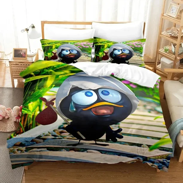 Anime Cute Calimero Bedding Set Duvet Cover Bed Set Quilt Cover Pillowcase Comforter king Queen Size Boys Adult Bedding Set
