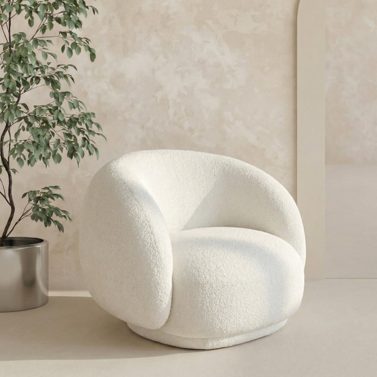 Santú Home & Deco - Sillón Individual Blanco Estilo Minimalista Blanco
