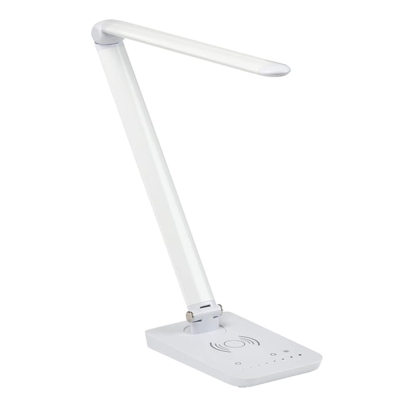 Lámpara de escritorio Safco LED con almohadilla de carga inalámbrica blanca