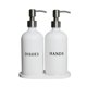 thumbnail image 1 of Set dispensador de jabón RM Home, vidrio blanco, 500 ml, con bandeja, 1 of 6