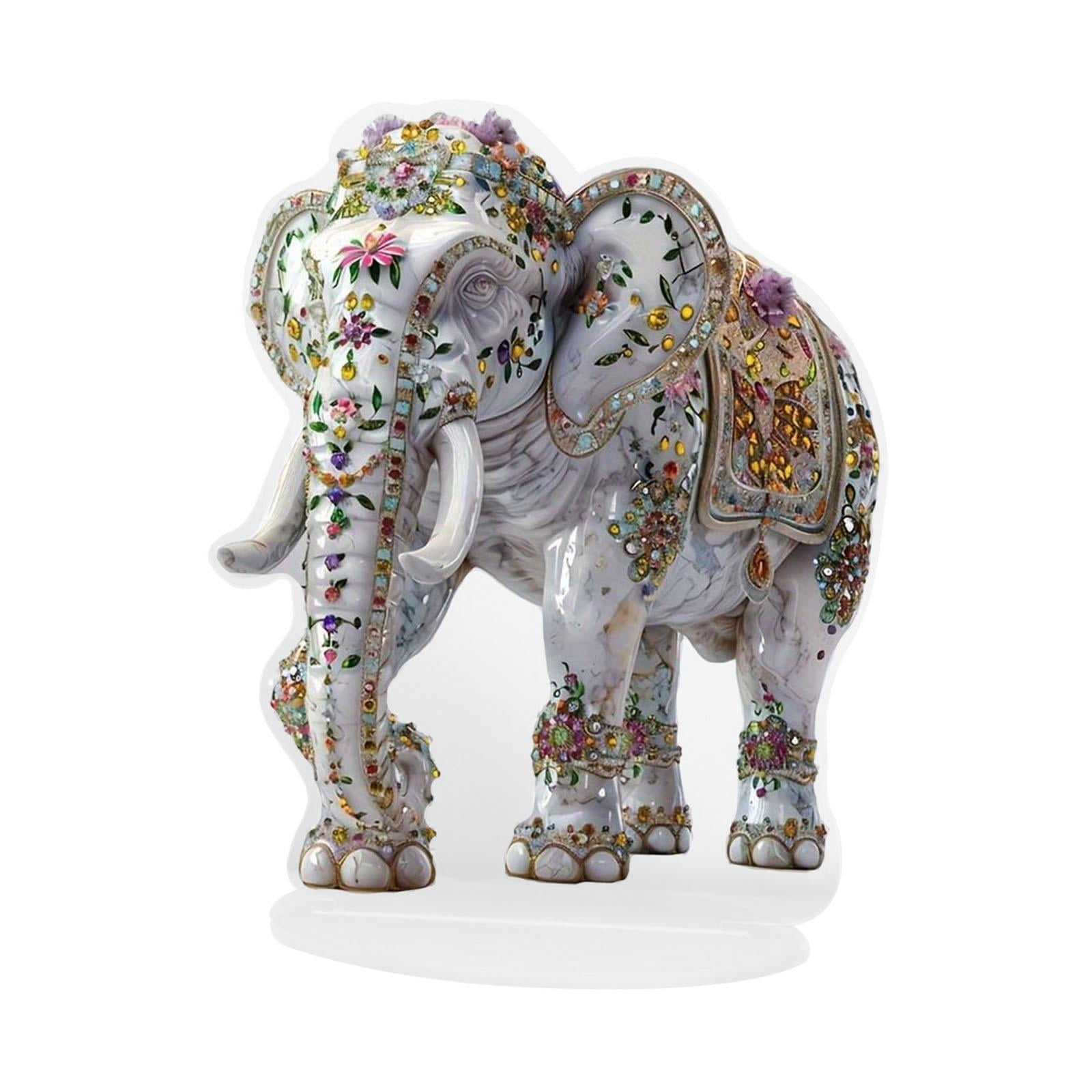 Magideal - 2d Elephant Acrílico Plaque Decorativo Dispeto De Escritorio De Escritorio De Escritorio Decoración De Mesa Para La Sala De Estar Del Gabinete D