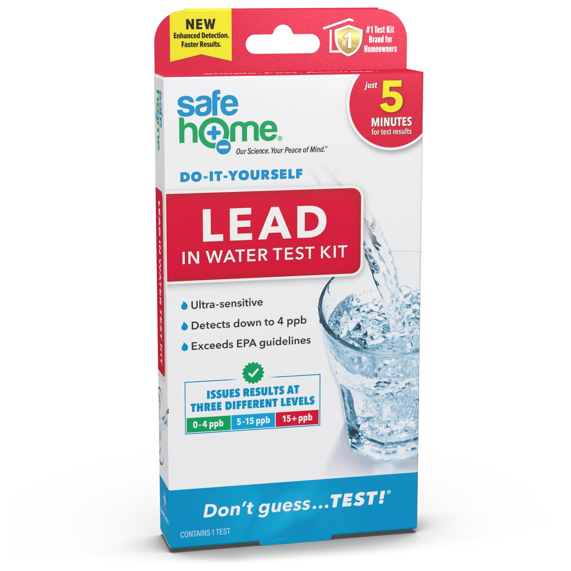 Kit De Análisis De Agua Safe Home Diy, Detección De Plomo, 4 Ppb, 1 Paquete