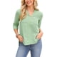 thumbnail image 1 of INSPIRE CHIC Camisa de Mujer de Manga 3/4 Cuello en V Bordado Encaje Casual Túnica Tops Blusas Sueltas con Abertura Lateral S Verde, 1 of 5