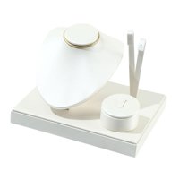 Magideal - Juego De Exhibición De Joyas, Soporte Para Exhibición De Collares, Elegante Y Con Bandeja Organizadora Para Colección De Regalos De Cumpleaños Para Mu Blanco