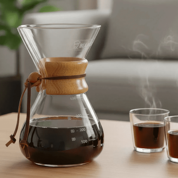 Cafetera Manual Biancci Pour Over 400ml Método De Extracción Por Goteo O Filtrado Compatible Con Filtros De Acero Y Papel Mango Ergonómico De Madera Resistente Al Calor