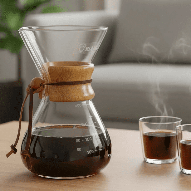 Cafetera Manual Biancci Pour Over 400ml Método De Extracción Por Goteo O Filtrado Compatible Con Filtros De Acero Y Papel Mango Ergonómico De Madera Resistente Al Calor