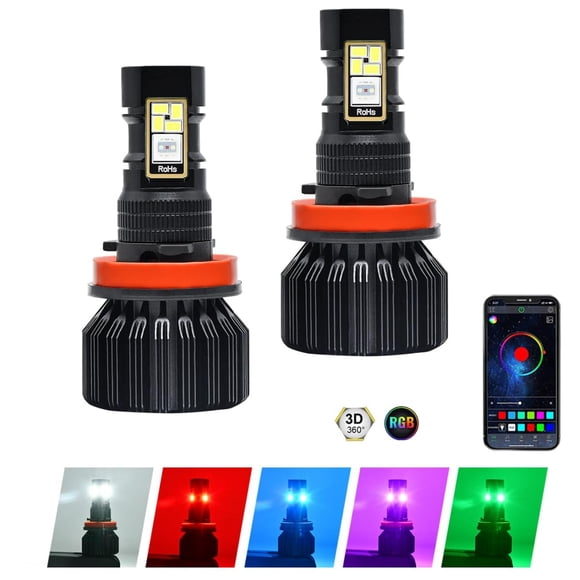 Luz antiniebla RGB AUOKAY H11/H8/H9 Bluetooth APP 3000 lm