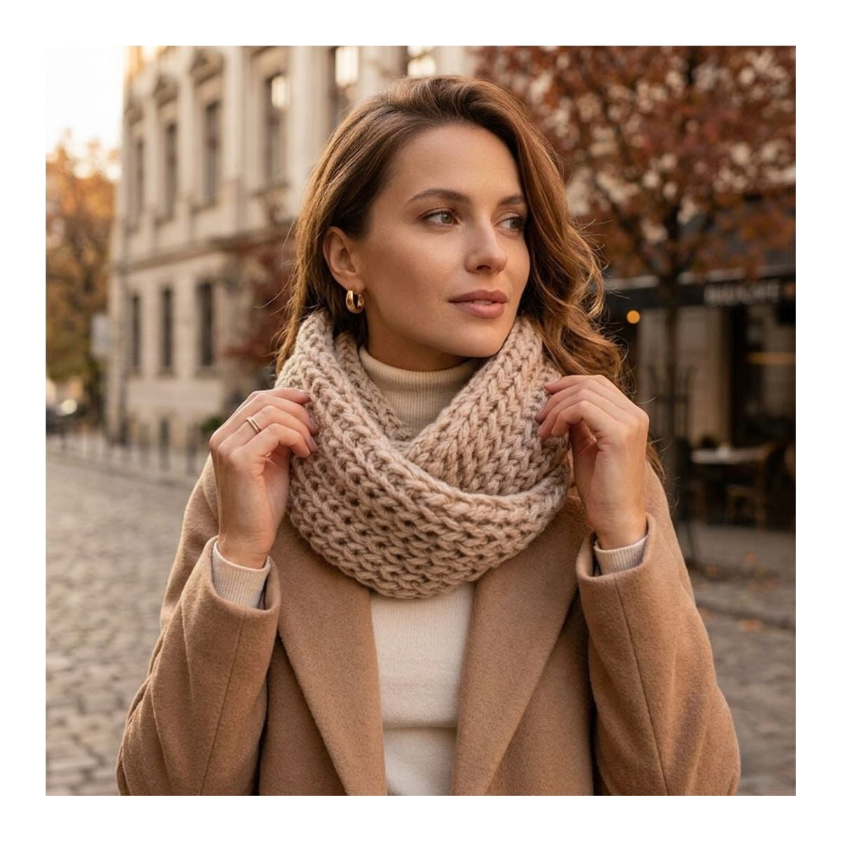 Genérico - Bufanda Cuello Estilo Punto Inglés Lana Invierno Abrigado
