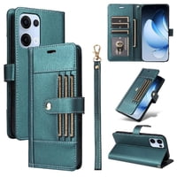 Foxdock Funda Tipo Cartera Para Oppo Reno 13 5G – Cubierta De Cuero Pu Con Múltiples Ranuras, Bolsillo Para Efectivo Y Correa De Muñeca