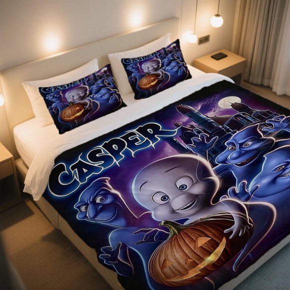 Casper Poster Duvet Cover Set The Perfect Choice for Cartoon Digital Print Bedding! Breathable and BeigeFriendly Material Romantic Bedroom Decor