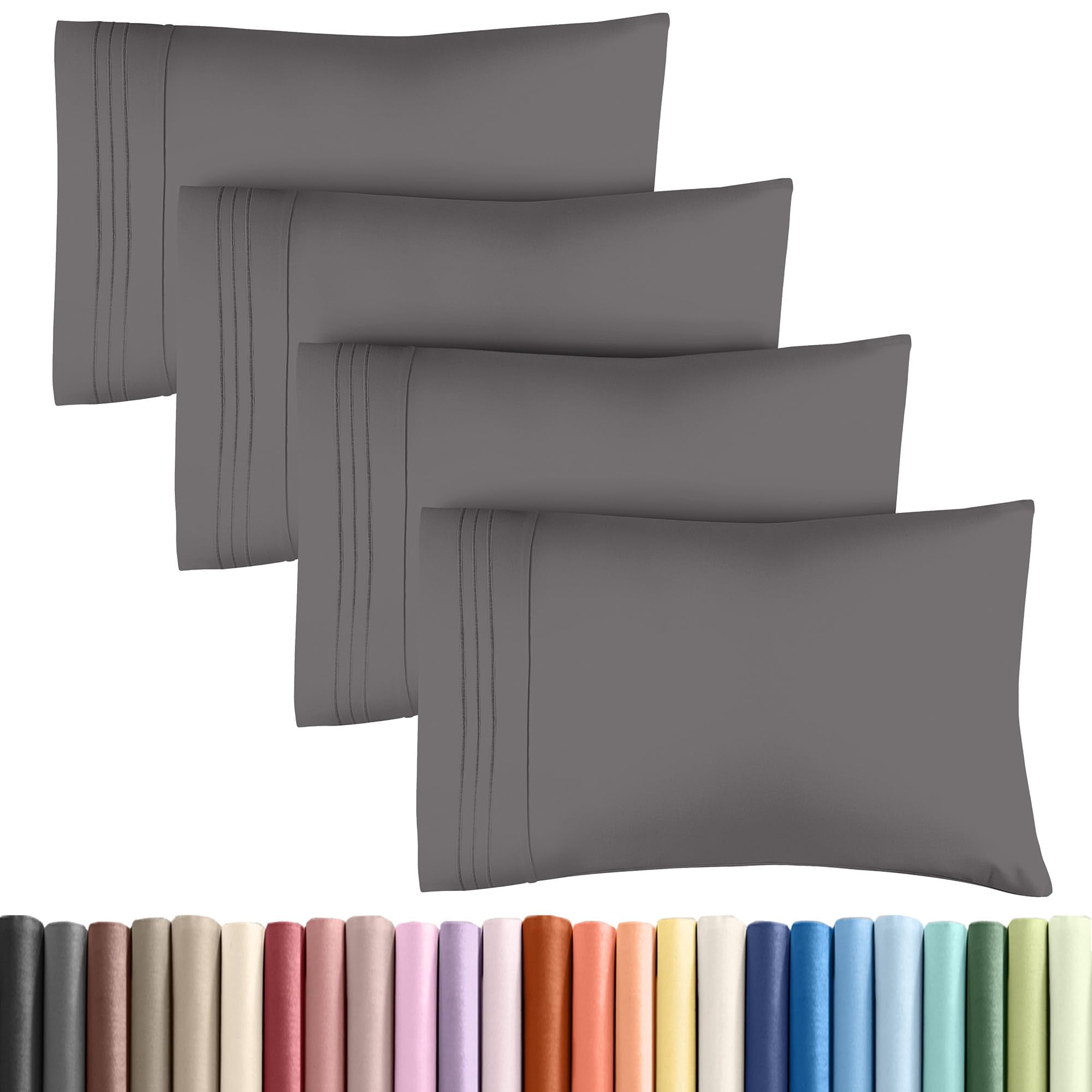 Juego De Fundas De Almohada Cgk Unlimited, Tamaño King, Gris Oscuro, 4 Unidades