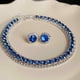 thumbnail image 2 of Conjunto de collar y pendientes con diamantes cuadrados, moderno, de lujo, con cadena de clavícula, personalizado y de alta sensibilidad., 2 of 5