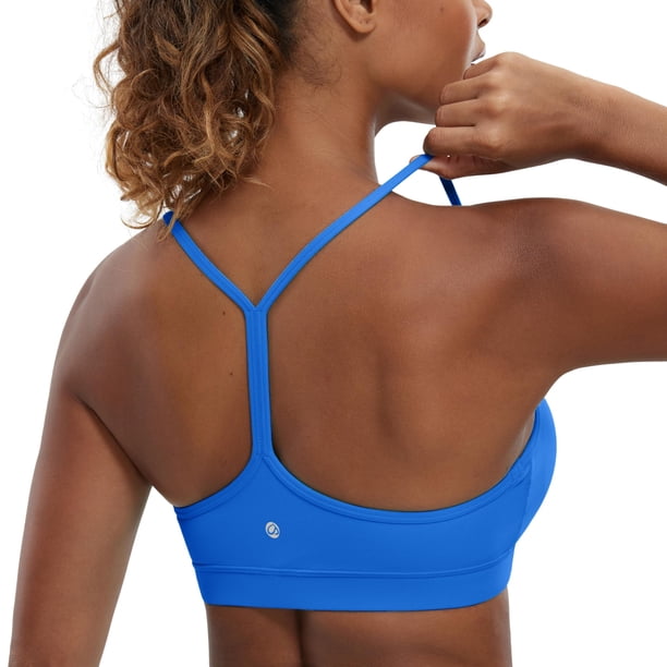 Sujetador deportivo CRZ YOGA Butterluxe para mujer, acolchado en la espalda en Y, azul