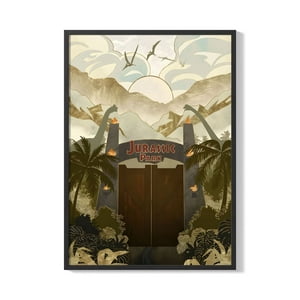 Creango - Cuadro Poster Enmarcado Jurassic Park Diseño 2 Decorativo