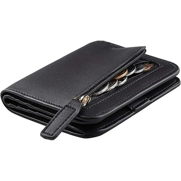Cartera Mujer Pequeño Con Rfid Bloquea, Mini Monedero Bifold Para Tarjetas, Billetera De Piel Plegable Con Bolsillo, Tarjetero Minimalista Con Ventana De Identificación Para Chica Mujer