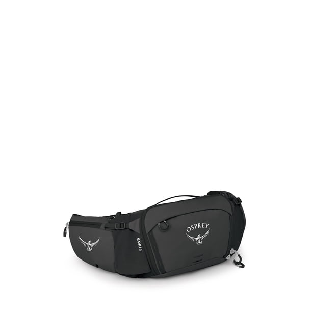 Riñonera para ciclismo Osprey Savu de 5 litros con bolsillos para botellas, color negro cuervo
