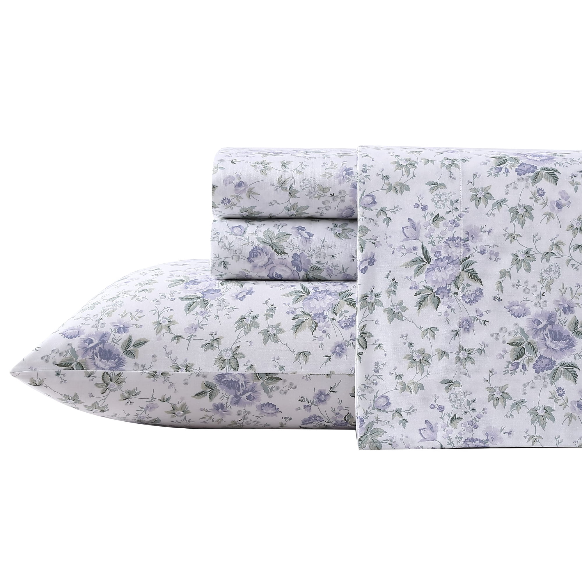 Juego De Sábanas Laura Ashley Lilian Purple 100% Algodón Sateen Queen