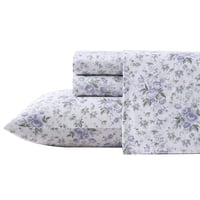 Juego De Sábanas Laura Ashley Lilian Purple 100% Algodón Sateen Queen