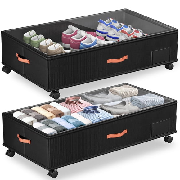 Organizador bajo la cama Ashwanth XXL de 66 L, paquete de 2 con ruedas