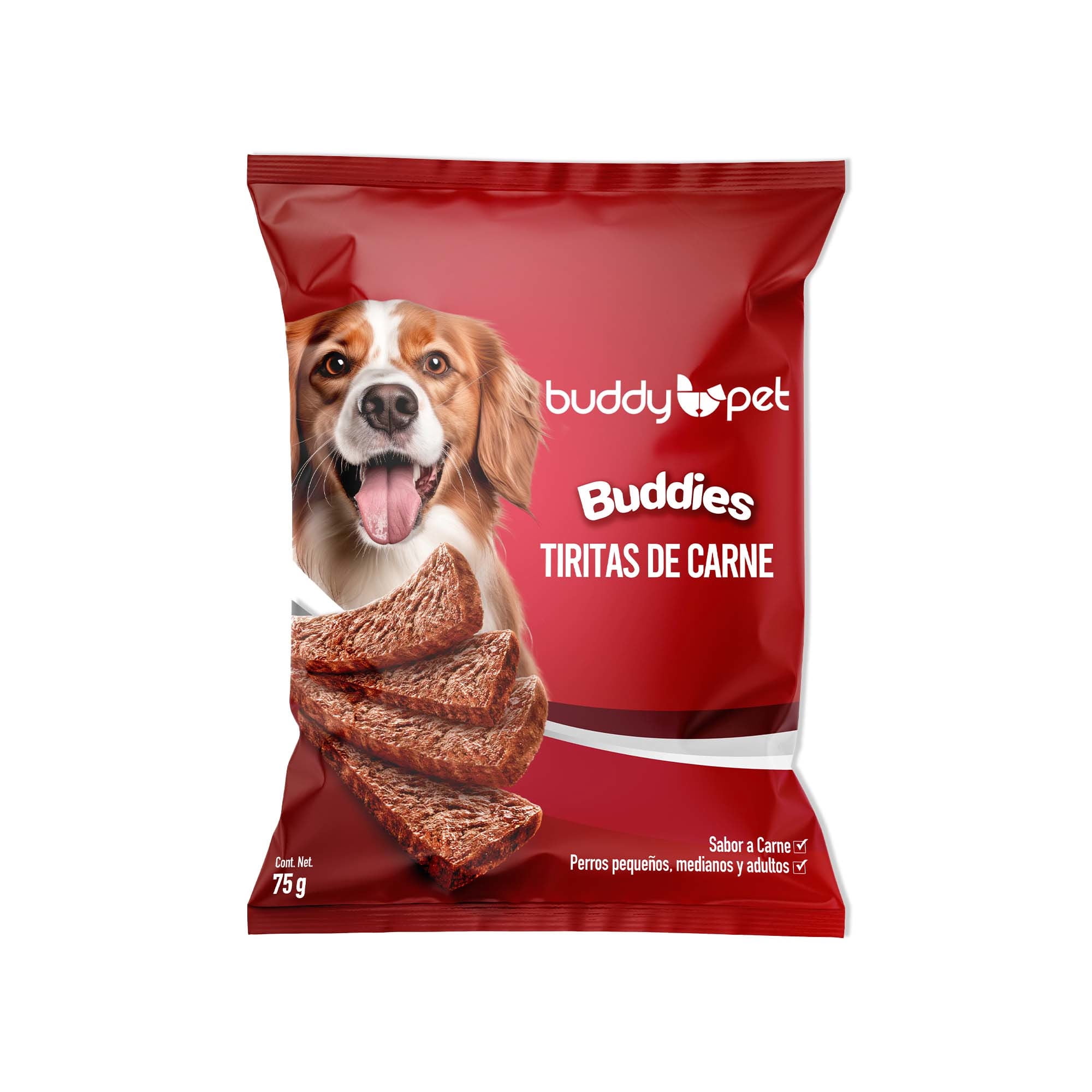 Snacks Tiritas De Perro Pequeños, Medianos Y Adultos Sabor Carne Bolsa 75 g Buddy Pet