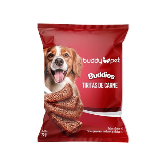 Snacks Tiritas De Perro Pequeños, Medianos Y Adultos Sabor Carne Bolsa 75 g Buddy Pet