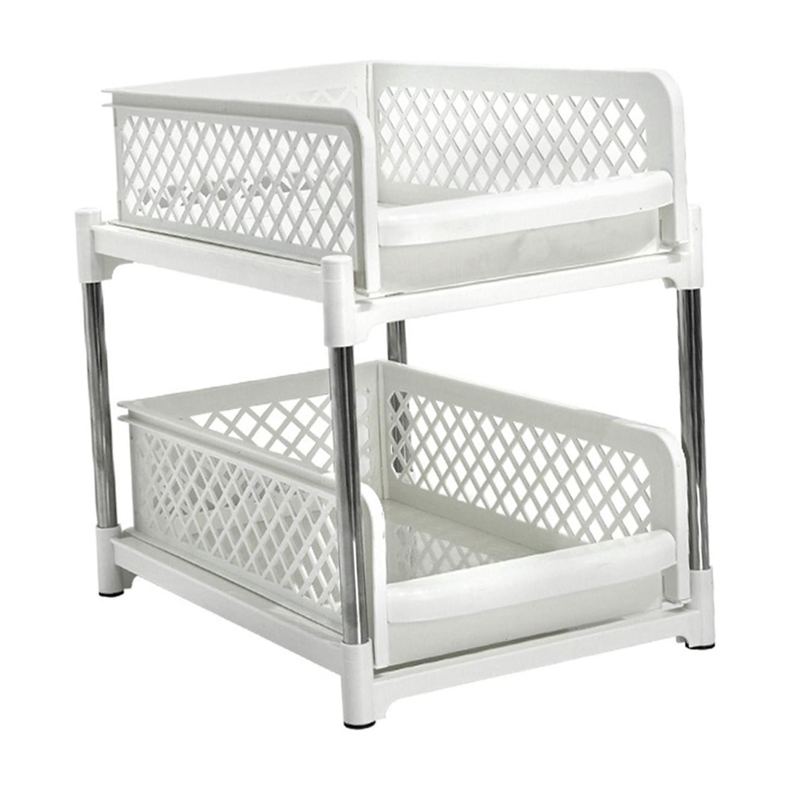 Magideal - Organizador De Gabinete Extraíble, Organizador De Especias, Soporte De Champú Para Baño Multifuncional De 2 Capas, Organizador De Condimentos Para Coc Blanco