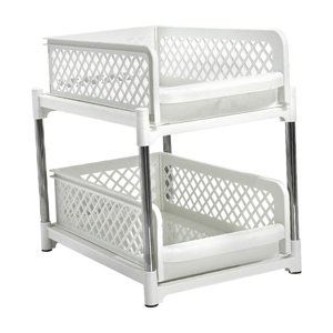 Magideal - Organizador De Gabinete Extraíble, Organizador De Especias, Soporte De Champú Para Baño Multifuncional De 2 Capas, Organizador De Condimentos Para Coc Blanco