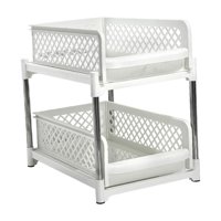 Magideal - Organizador De Gabinete Extraíble, Organizador De Especias, Soporte De Champú Para Baño Multifuncional De 2 Capas, Organizador De Condimentos Para Coc Blanco