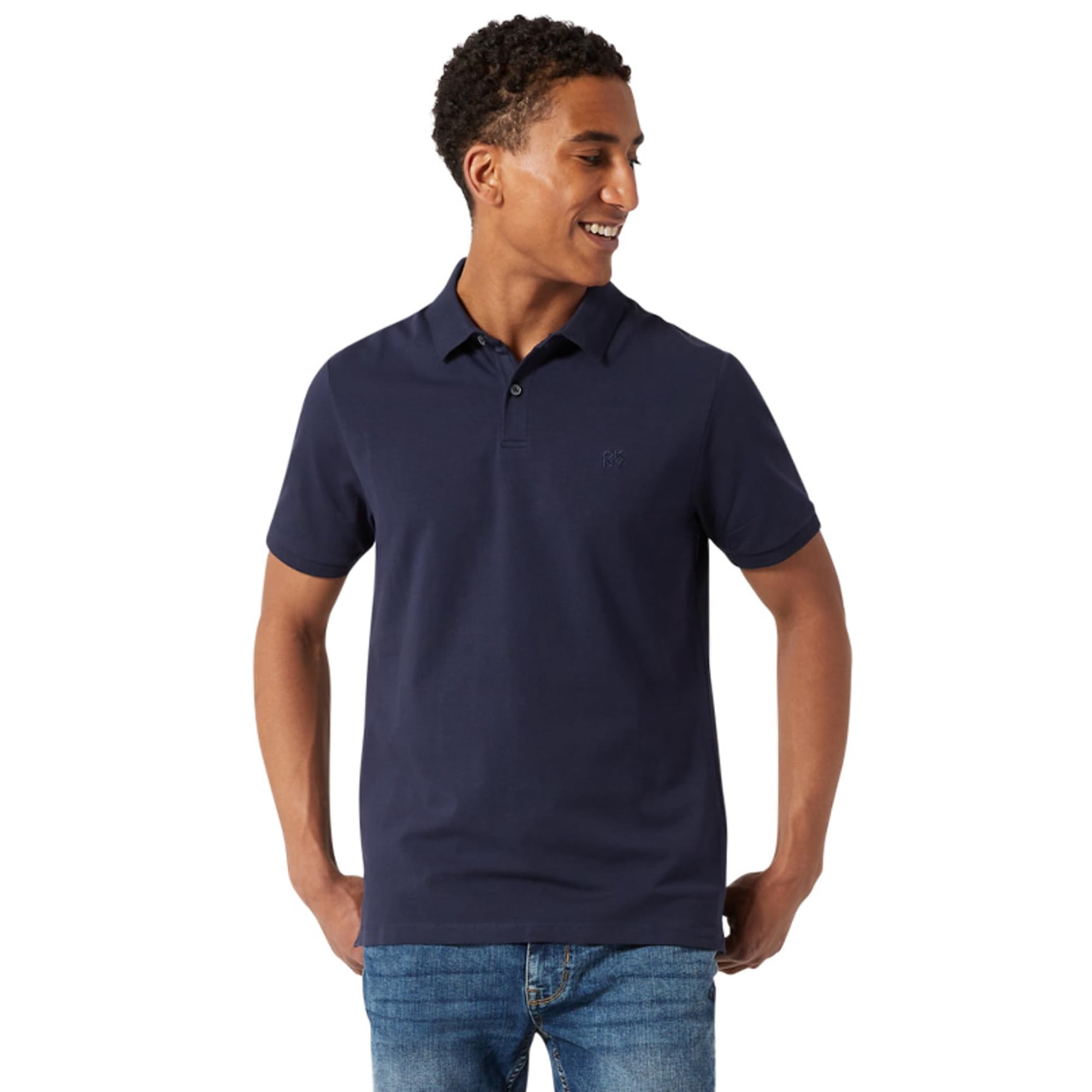 Camisa Dkny Polo De Algodón Suave Azul Marino De Manga Corta