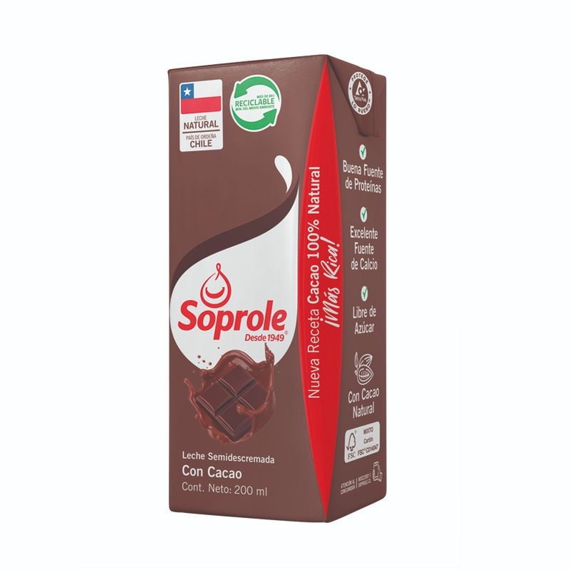 Leche Semidescremada Chocolate 200 g Soprole