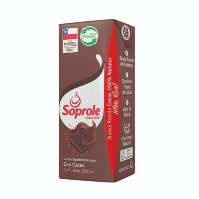 Leche Semidescremada Chocolate 200 G Soprole