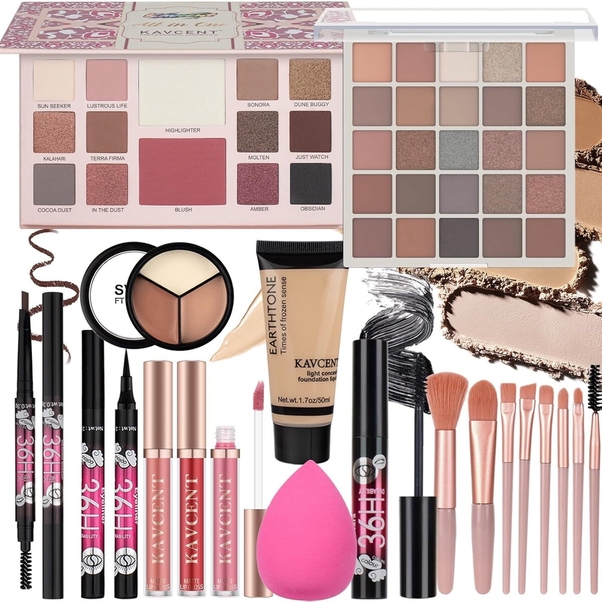 Set Maquillaje Kavcent Kit Completo Sombras Brochas