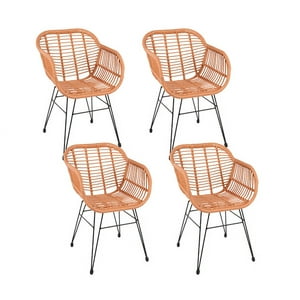 Klik Muebles - Pack De 4 Butacas Con Apoyabrazos De Terraza Rattan Grecia Color Madera