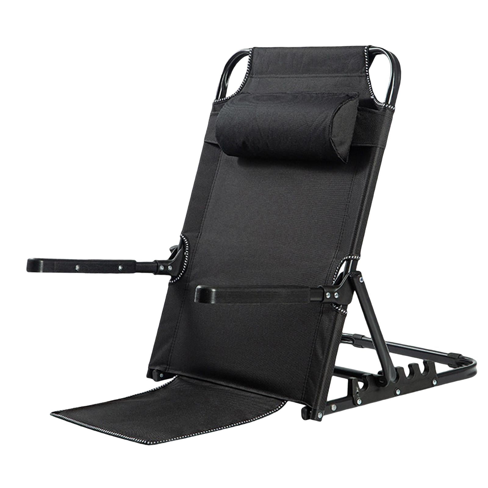 Bothyi - Respaldo De Cama De Elevación Plegable Para Adultos Ángulo Ajustable Respaldo Acero Grande 7 Engranajes Reposabrazos Negro