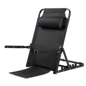 Bothyi - Respaldo De Cama De Elevación Plegable Para Adultos Ángulo Ajustable Respaldo Acero Grande 7 Engranajes Reposabrazos Negro