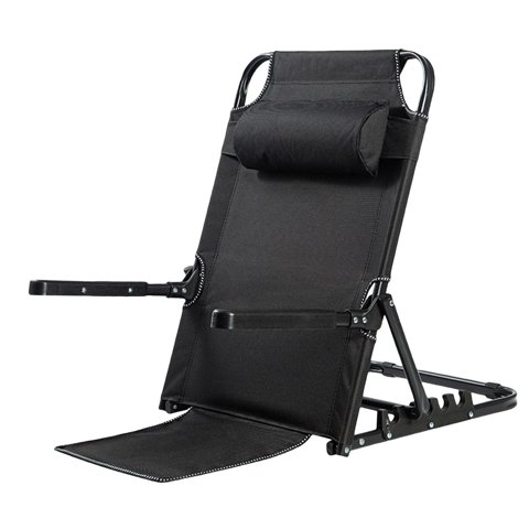 Bothyi - Respaldo De Cama De Elevación Plegable Para Adultos Ángulo Ajustable Respaldo Acero Grande 7 Engranajes Reposabrazos Negro