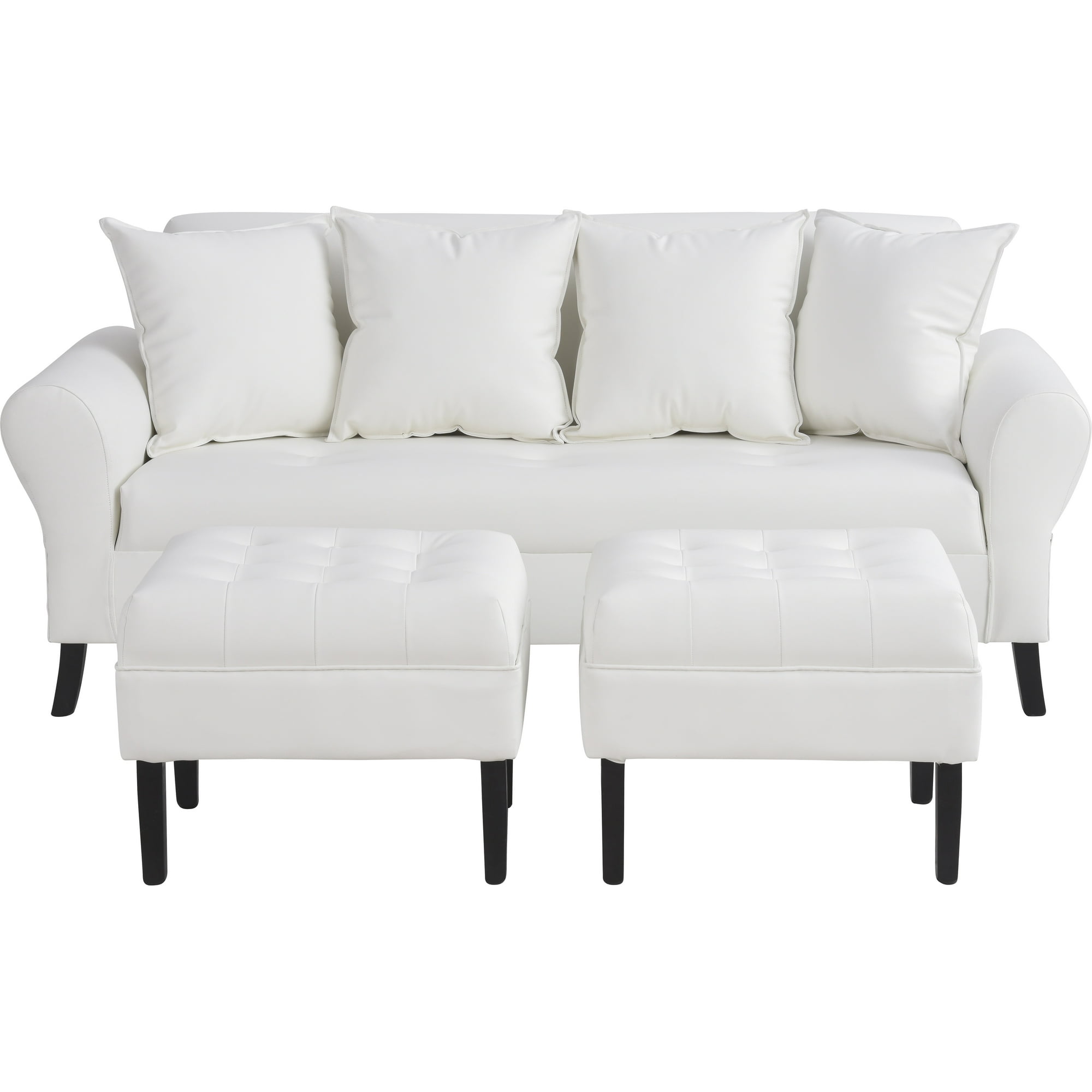 Bodevir - Sofa Lua 3c + 2 Pouf Pu 20 Blanco