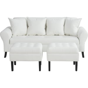 Bodevir - Sofa Lua 3C + 2 Pouf Pu 20 Blanco