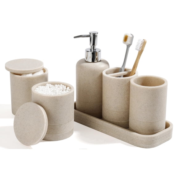 Set De Accesorios De Baño De 6 Piezas Color Beige