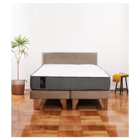 Latam Home - Cama Europea Zen Best 2 Plazas Colchon Resortes Base Dividida + Respaldo Tela Beige