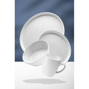 Set Vajilla 24 Pzs White Dots Cerámica Blanco Lugano
