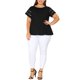 thumbnail image 4 of Agnes Orinda Blusas Sólidas de Verano con Encaje y Mangas Cortas Huecas para Mujer Talla Grande 2X Negro, 4 of 8