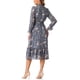 thumbnail image 3 of INSPIRE CHIC Vestido de Mujer Floral con Cuello Mock, Volantes, Manga Larga, Flowy, Chiffon, Corte A-Line, Midi, Gris Azul, 3 of 6